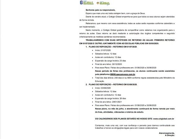 COMUNICADO AOS PAIS E RESPONSÁVEIS